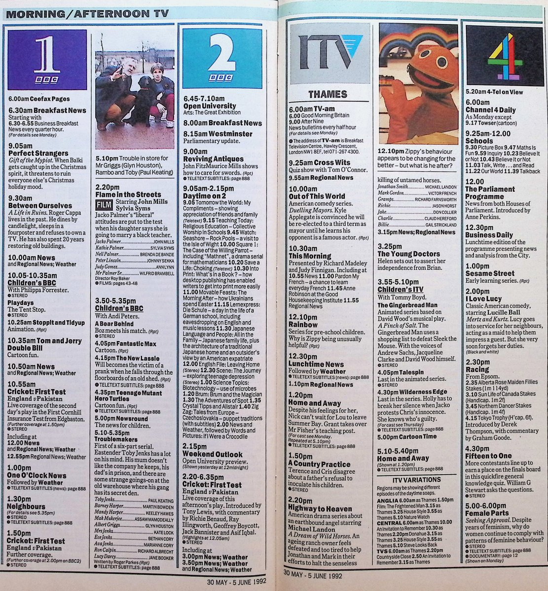 TvDidYouSee's tweet image. #OnThisDay 5 June 1992 📺TV Listings
Rita marries Ted Sullivan, played by #WilliamRussell, in #CoronationStreet.
Terry heads to Nashville to meet #DollyParton in WOGAN.
A STAB IN THE DARK - new topical comedy with #DavidBaddiel and #MichaelGove!
HEARTBEAT continues.