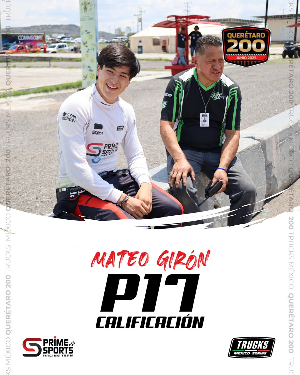 ¡Calificación completada! 🏁

Nuestros pilotos ya marcaron su lugar en la parrilla y los resultados están sobre la mesa.
Ahora solo hay un objetivo: ¡la victoria! 🏆

🛻💨 Mañana conquistaremos la "Querétaro 200".

#Querétaro200 #TrucksMexico #QualyDay #RacingTeam #PrimeSports