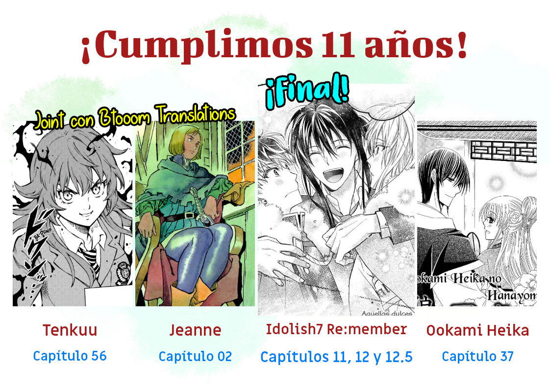 ¡11º ANIVERSARIO DE AME FANSUB!

¡Actualización con nuevo capítulo de Jeanne y Tenkuu junto a <a href="/BtooomT/">Btooom Translations</a>! ¡Nuevo cap de Ookami Heika y TRIPLE cap de Idolish7 Re:member donde acabamos el proyecto junto a <a href="/idolish7fansub/">Idolish7 Fansub</a>!

 ➡️Ya disponible: amefansub.tumblr.com