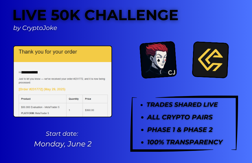 CryptoJoke3's tweet photo. in June I'm about to start a $50K Funded Account Challenge-LIVE. On @AREA247_
Wins, losses, mindset, pressure... you’ll see it all.
No filters. No excuses.
Just raw trading.
Follow if you're ready to witness the real game.
@CFTradercom
#FundedTrader #LiveChallenge #CryptoTrader https://t.co/tNYqvVFQ4A