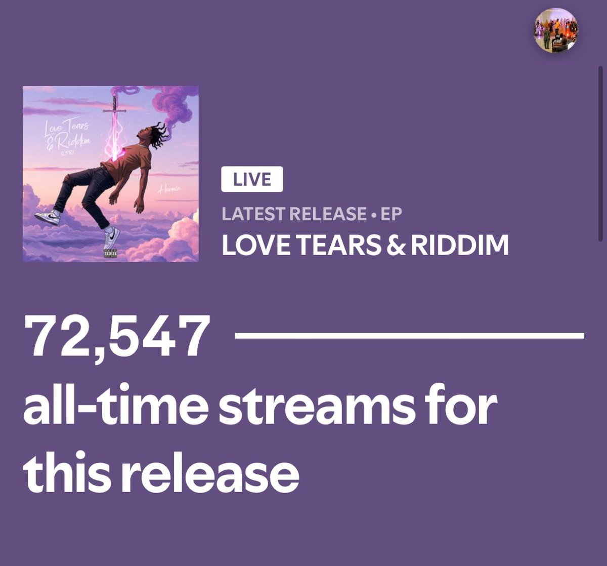 LOVE TEARS &amp; RIDDIM THE EP!. Recorded over 1,300 streams in the first 24hrs of release on Spotify!🥹💜. My biggest first day stream, thank you so so so much to everyone streaming. I love y’all🥹💜. 
 Click the link! Let’s keep streaming 💜
linktr.ee/hermie9
<a href="/DONJAZZY/">SUPREMOS 🤍🐘</a>