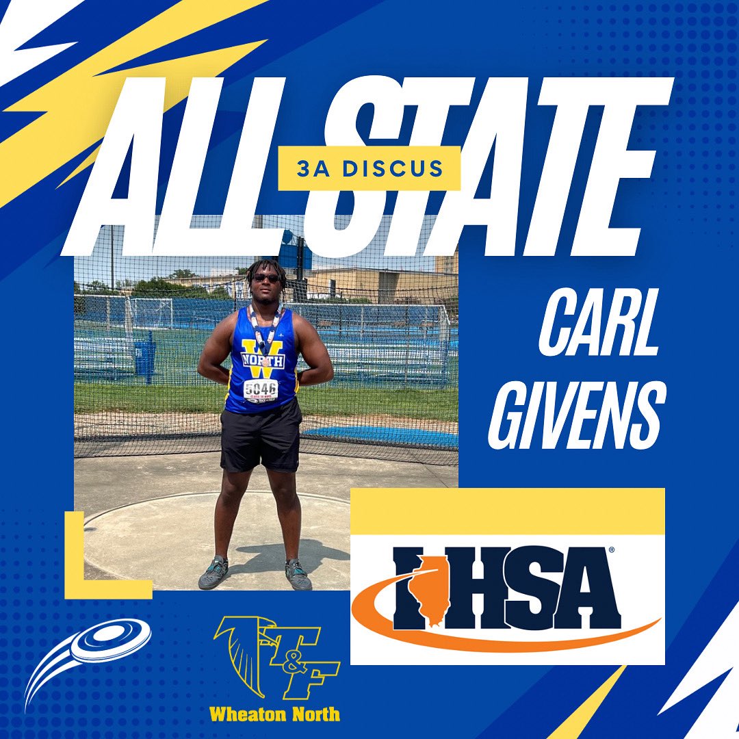 Congratulations to Carl Givens on earning all state honors at the IHSA State Championship meet, placing 9th in the 3A Discus. #WeAreNorth