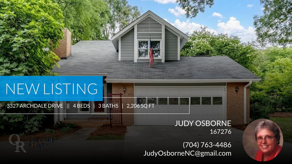 HelpUBuy's tweet image. 📍 New Listing 📍 Take a look at this fantastic new property that just hit the market located at 3327 Archdale Drive in Charlotte. Reach out here or at (704) 763-4486 for more information

Judy Osborne
Osborne Realty 
704-763-4486 ... homeforsale.at/3327_ARCHDALE_…