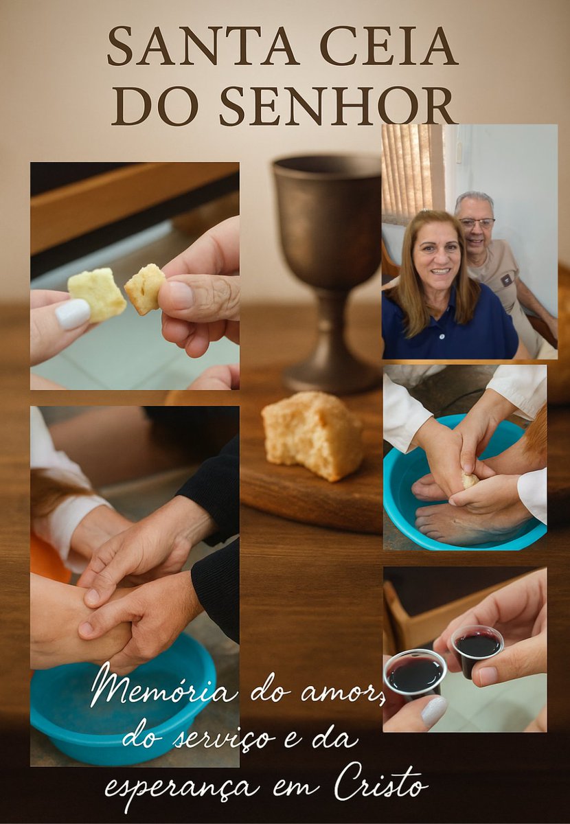 Santa Ceia do Senhor
Hoje foi um dia muito especial ✨. Renovamos nossos votos com o Senhor 🙏, relembrando com gratidão o sacrifício de Jesus na cruz ✝️ — feito por amor a nós ❤️ — para a remissão dos nossos pecados.
Um momento de fé, reflexão e esperança 🌿.