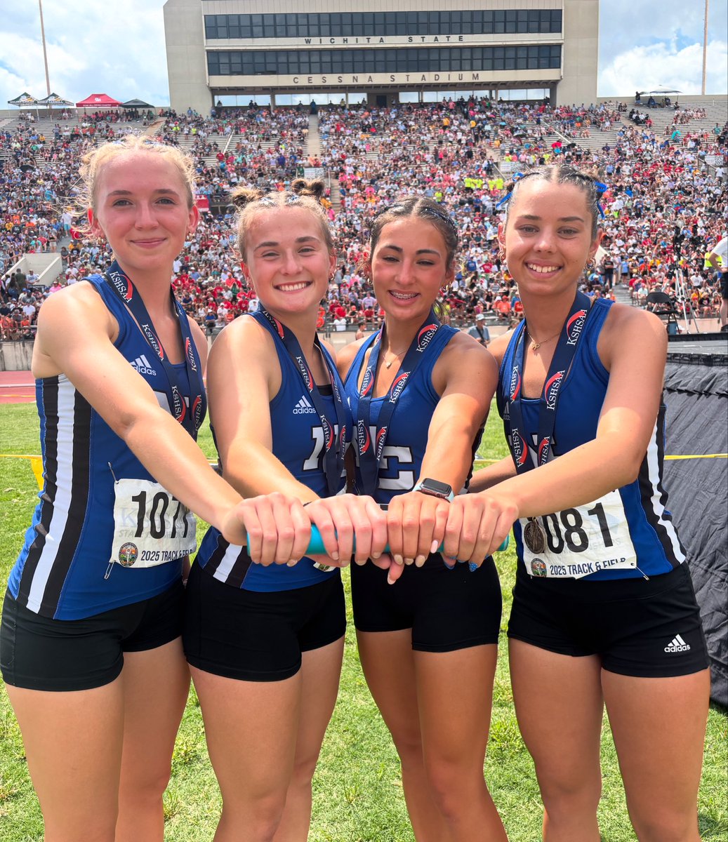 1A girls 4x100m state champion 🥇

Ness City’s relay team  of Hannah Younger, Taegin Liggett, Sienna Brenner, and Issy Fuchs win the title with a state meet record time of 49.60. #sportsinkansas