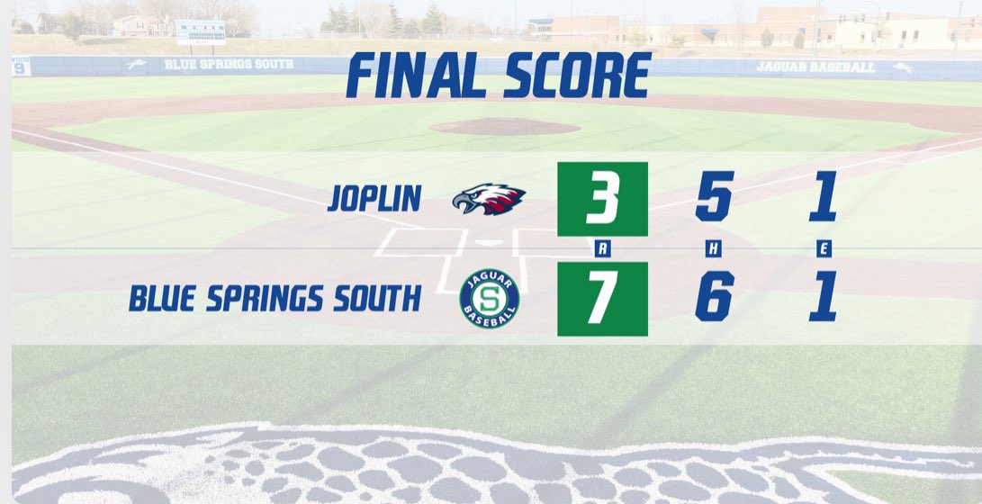 MSHSAA Class 6 Quarterfinals:
Blue Springs South defeated Joplin by a score of 7-3 in Game 2 to win the MSHSAA Quarterfinal Series.

The Jaguars will play next Friday in the MSHSAA Class 6 Final Four in Ozark, MO.