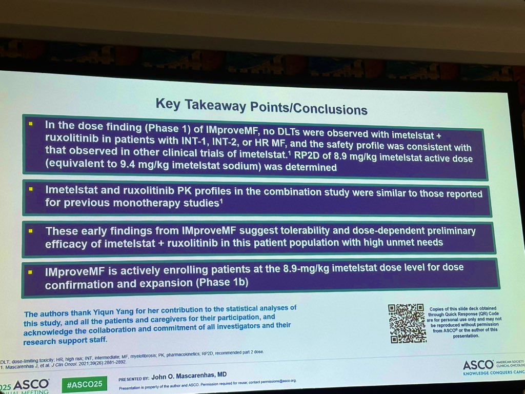 doctorpemm's tweet photo. Ongoing, very early results in our #MPNSM field from Heme Oral Presentation session for patients with #Myelofibrosis - #IMproveMF first combo study of Ruxo + #Imetelstat #TelomeraseInhibitor for patients with Myelofibrosis https://t.co/NcijF1YXFB