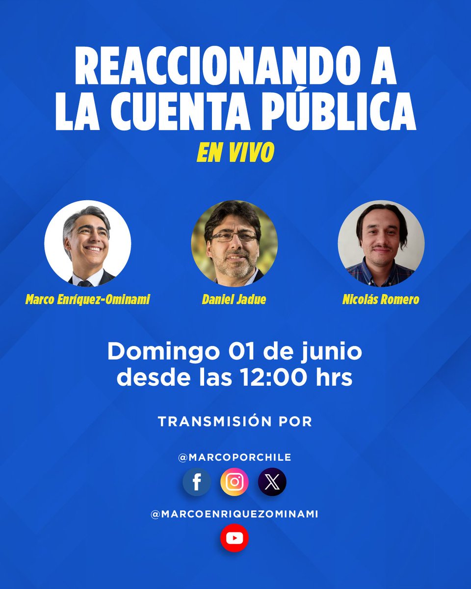📢 Este domingo 1 de junio, ¡nos vemos en vivo!

🔴 Acompáñanos a reaccionar en directo a la Cuenta Pública.
Vamos a estar junto a Daniel Jadue y a Nicolás Romero de revista Defrente en una conversación de ideas y propuestas.

🕛 Desde las 12:00 hrs

youtube.com/watch?v=ecnVfI…