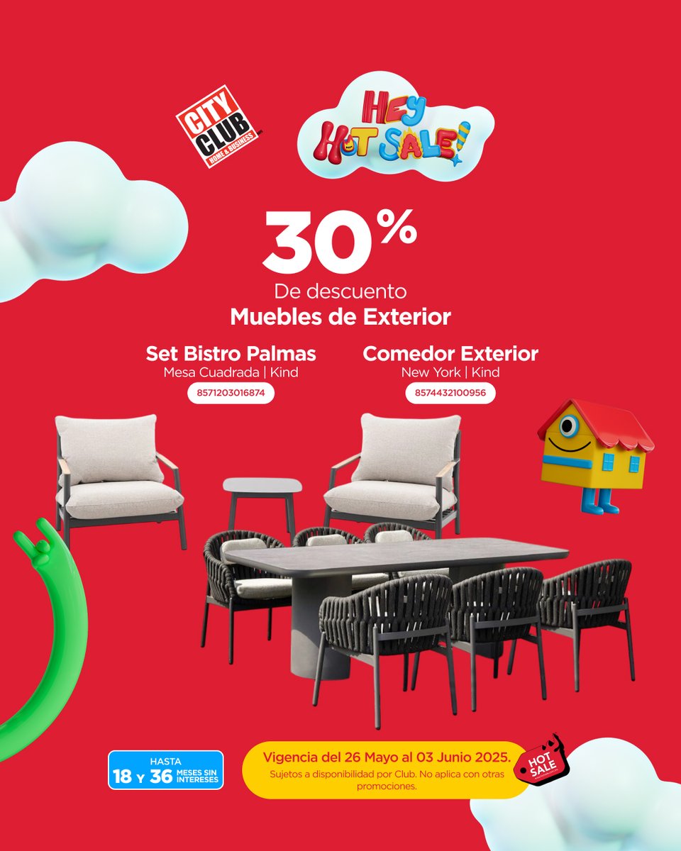 ¡Se está terminando el HOT SALE! 🔥No dejes que se escape sin aprovechar 30% de descuento en diferentes muebles para tu negocio u hogar. Sólo en City Club. 🛋

#CityClub #MayoEspectacular #Promociones #Mayorista #HotSale #Trend #HotSale2025 #Descuentos