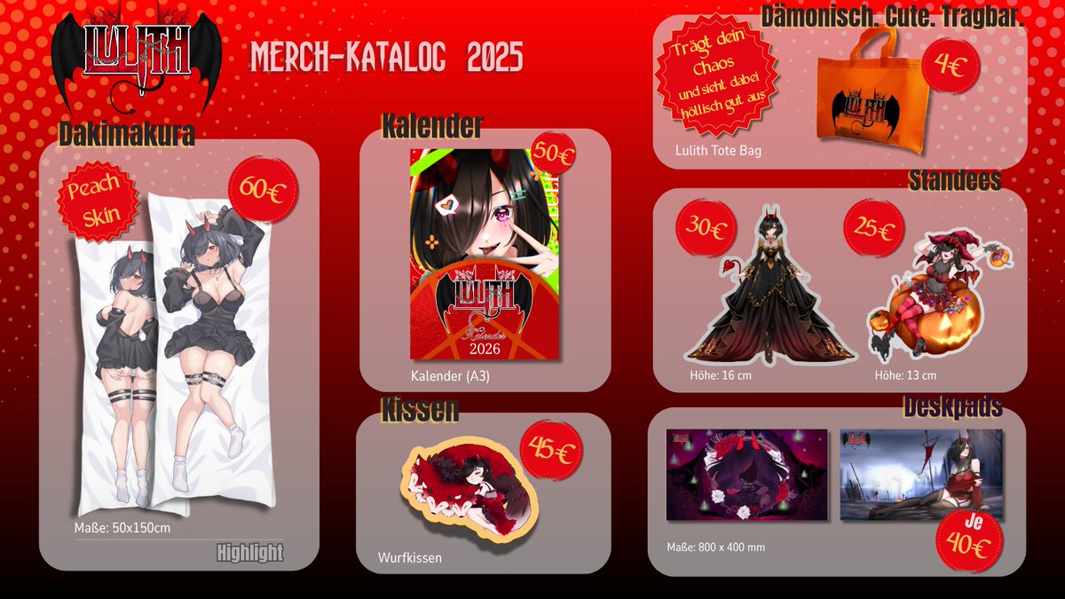 _Lulith_'s tweet image. 😈MERCH KATALOG😈
Hey Leute,
Wie versprochen der Merchkatalog zur Dokomi 2025.
Wir haben ganz viel tollen neuen Stuff aber auch ein Paar Sachen von letztem Jahr sind wieder dabei!
Dieses Jahr wird echt toll!
#VTuber #GERVtuber #twitchstreamer #Dokomi2025 #merch #LuMerch #anime
