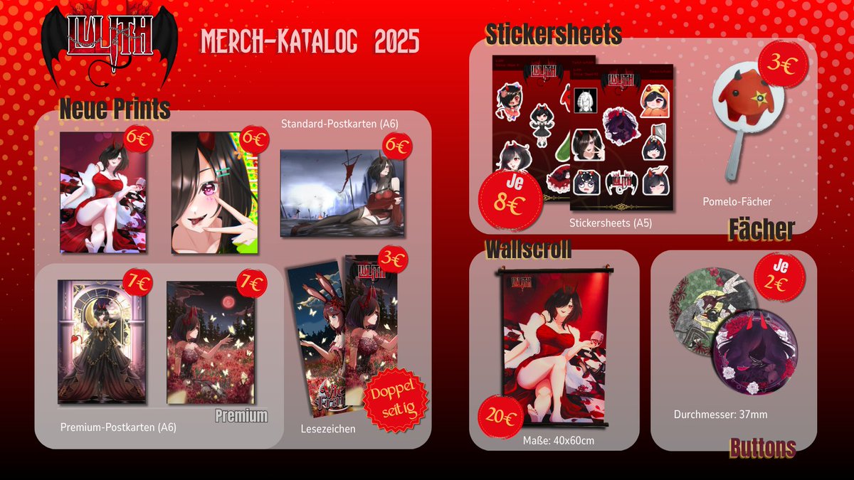 _Lulith_'s tweet image. 😈MERCH KATALOG😈
Hey Leute,
Wie versprochen der Merchkatalog zur Dokomi 2025.
Wir haben ganz viel tollen neuen Stuff aber auch ein Paar Sachen von letztem Jahr sind wieder dabei!
Dieses Jahr wird echt toll!
#VTuber #GERVtuber #twitchstreamer #Dokomi2025 #merch #LuMerch #anime