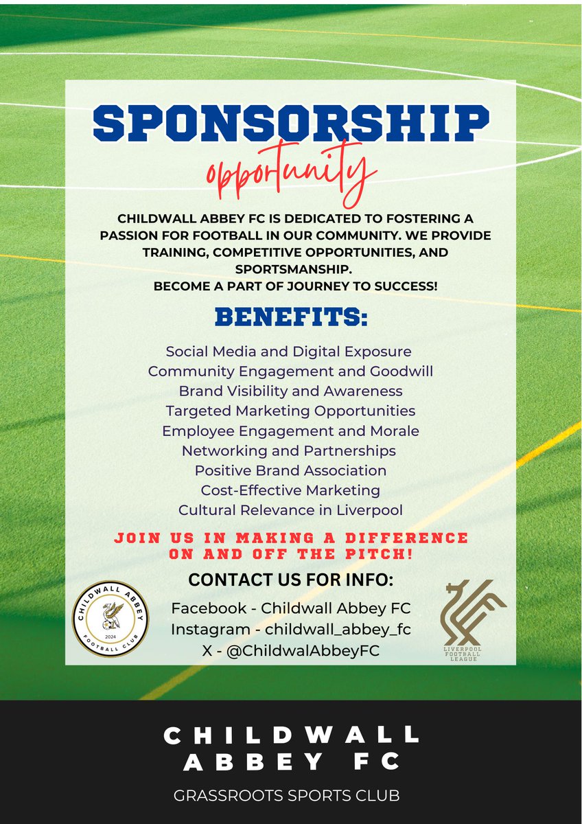 ChildwalAbbeyFC's tweet photo. Looking for some sponsorship for next season for the club, if any businesses fancy helping a local team out get in touch, it all really does help 👍 https://t.co/JW14qXLshJ