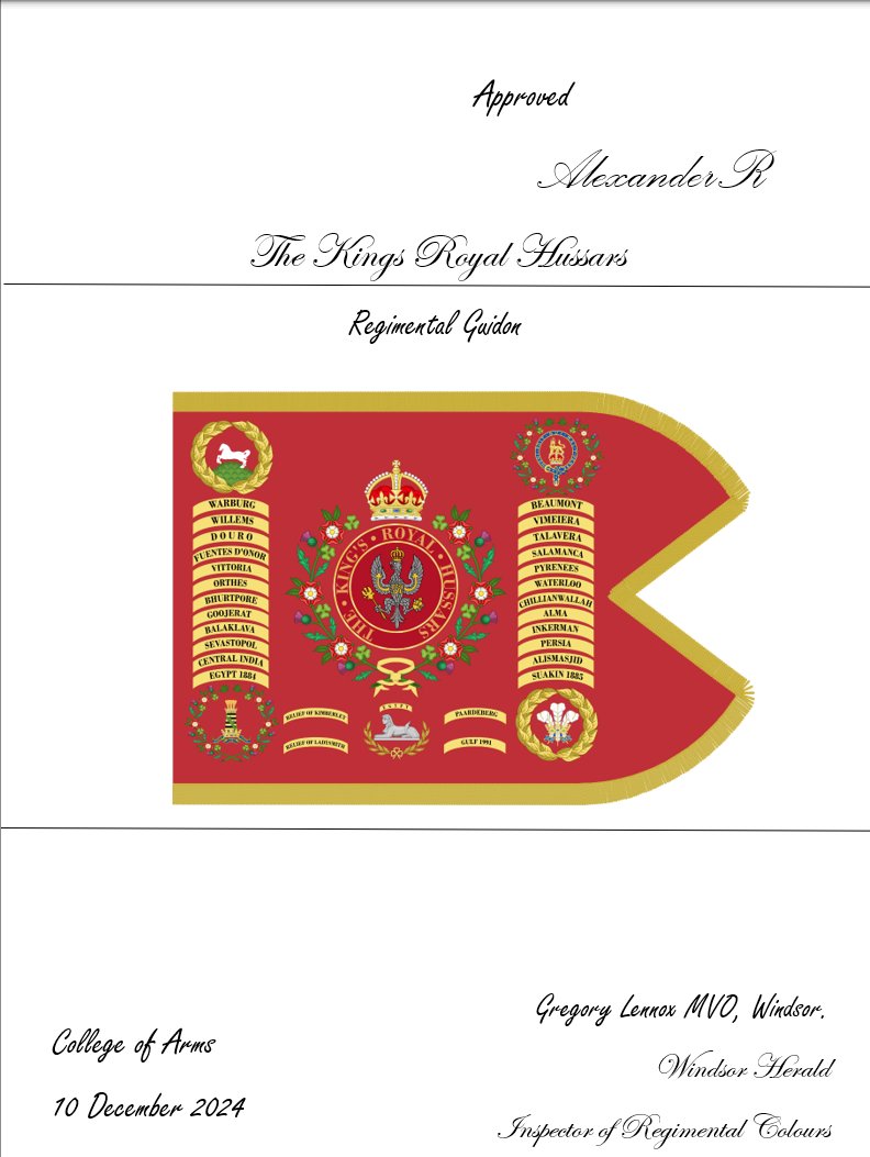 The Artwork of the Kings Royal Hussars Guidon.