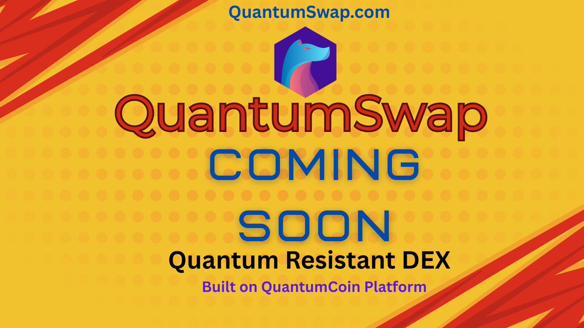 TheQuantumCoin's tweet image. #QuantumSwap is coming soon, the first quantum resistant DEX that is EVM compatible, uses NIST standardized post quantum cryptography.  #pqc

Built on the #QuantumCoin platform! 

quantumswap.com

#crypto