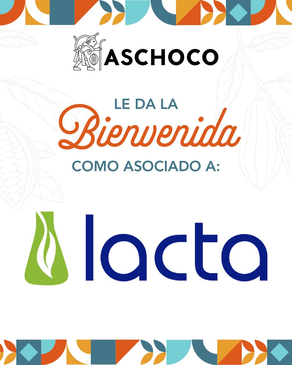 🧬 Damos la bienvenida a LACTA como nuevo asociado de ASCHOCO. Con 30 años de experiencia, desarrollan soluciones de estabilización, emulsificación y conservación para la industria alimentaria, con presencia internacional.🎉 ¡Bienvenidos!
💻lacta.mx