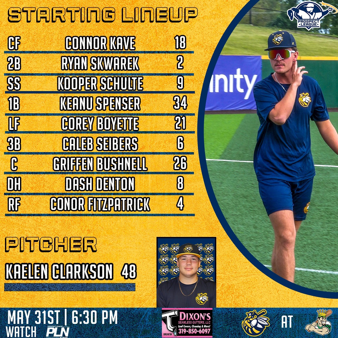 BurlingtonBees's tweet photo. Here's how we are lining up for our final of four on the road, presented by Dixon's Seamless Gutters! https://t.co/OQ1xrztauw