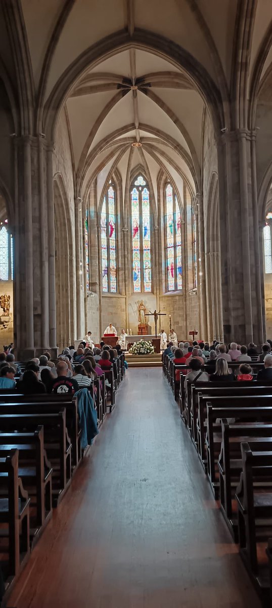 DiocesisBilbao's tweet photo. Día de comunidad, de las Unidades Pastorales (UPs) Barakaldo y Errekarte, en Balmaseda. Encuentro entre las dos UPs, “Alegria, fe y celebración”. Mañana de paseo y visita a museos y puente viejo de Balmaseda y misa en San Severino con explicación del templo por parte del diacono permanente Natxo Etxebarria. Después comida popular y bingo-baile en el colegio Maristas de Zalla. #diocesisbilbao #75urte #etorkizunaribegira @upgarbealde