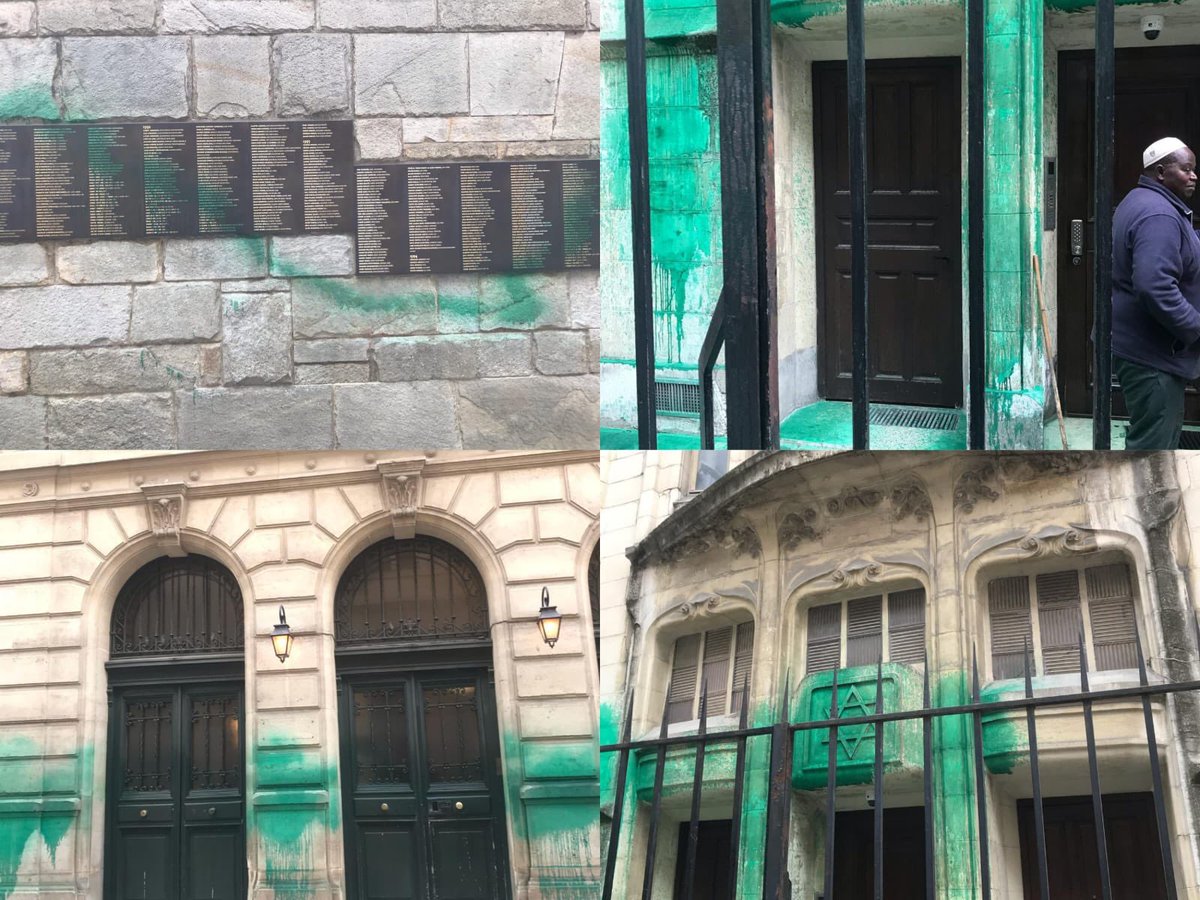 Les images de dégradations antisémites en France avec de la peinture verte versée sur des portes marquées d’une étoile de David, sur des lieux de mémoire et des bâtiments juifs – ne sont pas de simples actes de vandalisme.
C’est une attaque contre l’histoire, contre les valeurs