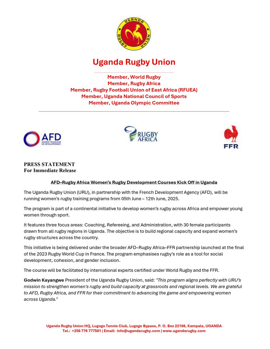 Uganda Rugby Union tweet media