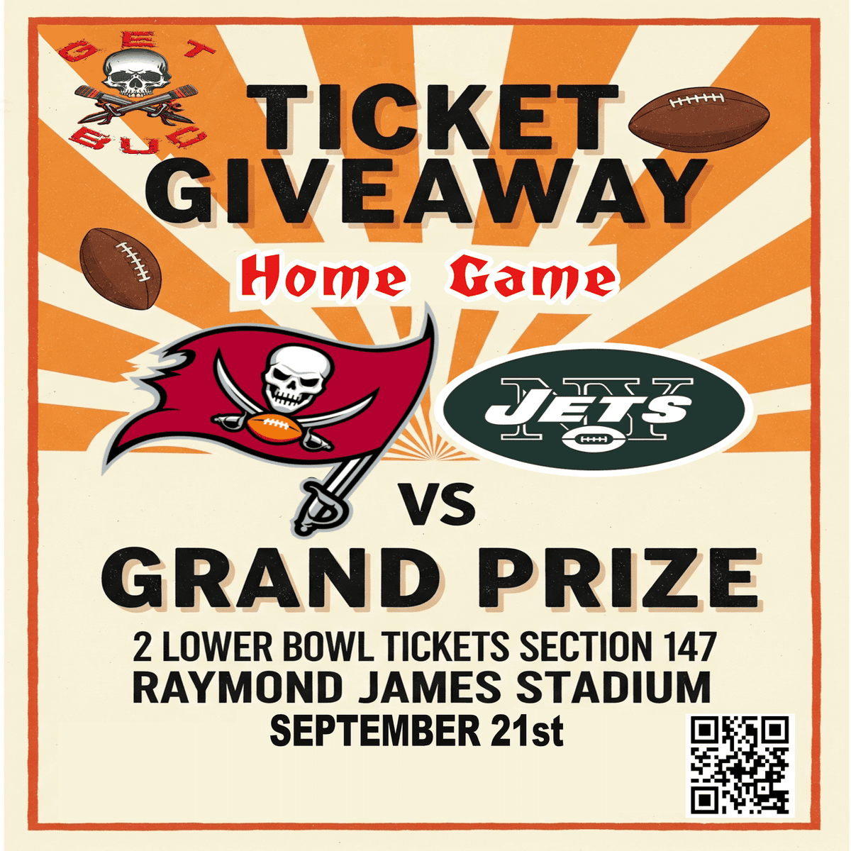 Pinnaql3's tweet photo. First ever GetBUC! Giveaway

Grand Prize: TWO Lower Bowl Tickets To The 2025 Home Opener At Raymond James Stadium

The giveaway winner will be selected on August 28th.
Follow the link for info on earning additional entries.

#GetBUC 
#BUCS 

https://t.co/cpDY5bIVFn https://t.co/g23VAO1NWe