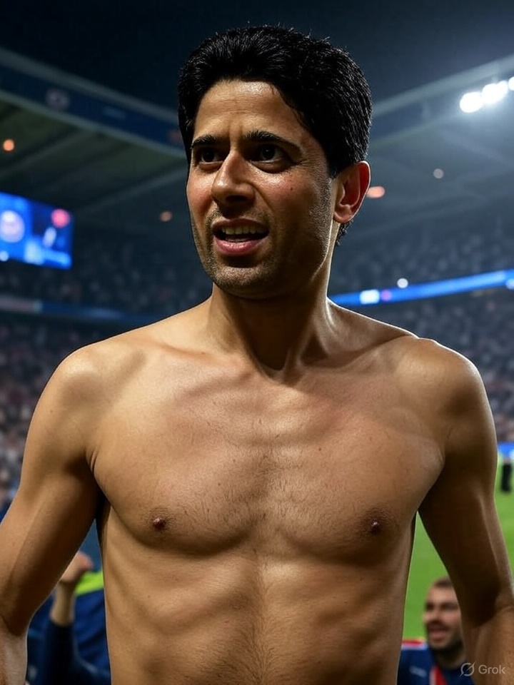 WinamaxSport's tweet photo. Buuuuuuuut de Nasser al-Khelaïfi ! 

11-0 (carton jaune pour avoir enlevé son maillot) https://t.co/0ZFlbMh2cx