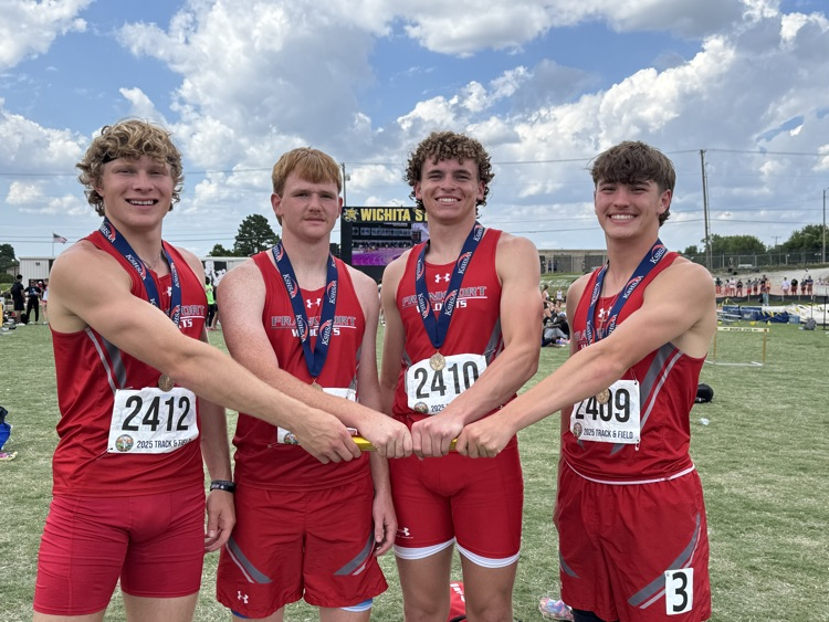 FrankfortCats's tweet photo. Congratulations to Trent Hardin, Lane Loiseau, Tyler Smith, and Carter Olson for placing 2nd in the 4x100 by .01 with a time of 43.61 tying the school record. https://t.co/qiPOEBHhH6