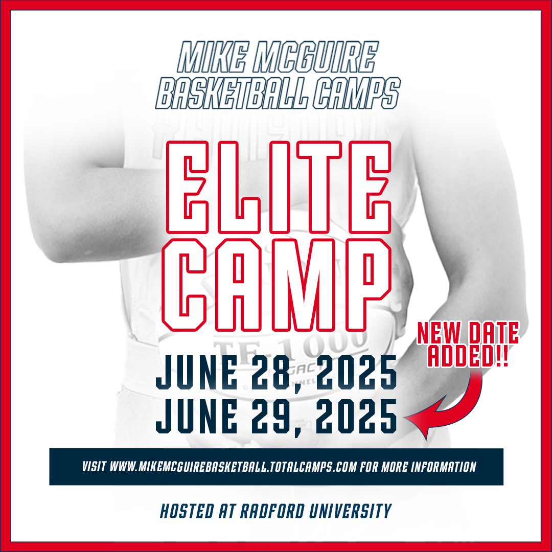 Mike McGuire (@coachmcguire) on Twitter photo 🛡️<a href="/Radford_WBB/">Radford Women's Basketball</a> ELITE CAMPS🛡️
🗓️Session 1 - June 28th
🗓️Session 2 - June 29th
⏰1-5PM
📍<a href="/radfordu/">Radford University</a> Dedmon Center
Come camp with the Highlanders!! 🛡️<a href="/Radford_WBB/">Radford Women's Basketball</a> ELITE CAMPS🛡️
🗓️Session 1 - June 28th
🗓️Session 2 - June 29th
⏰1-5PM
📍<a href="/radfordu/">Radford University</a> Dedmon Center
Come camp with the Highlanders!!