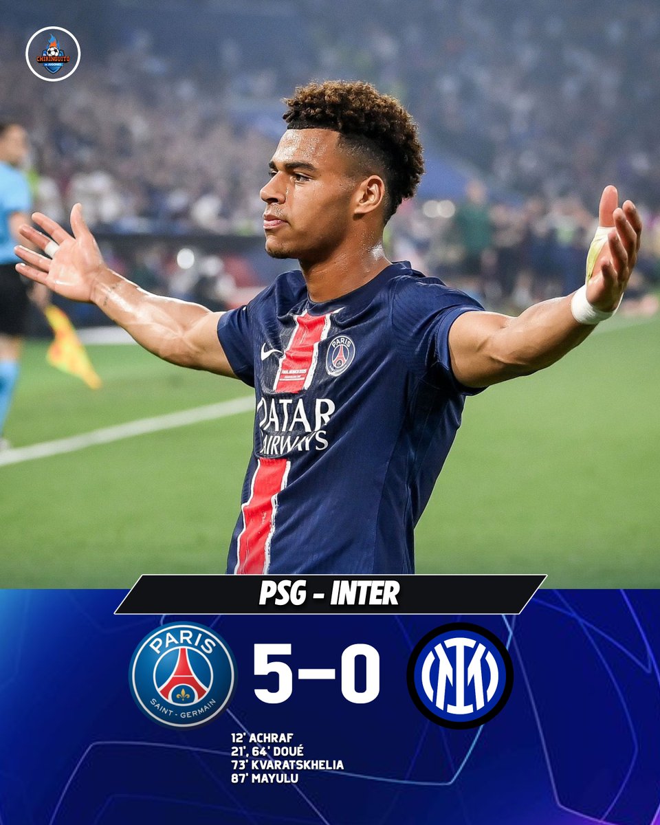 ⏱️ ¡FINAAAL! El PSG gana la Champions con un baño histórico al Inter.

🇫🇷 PSG 5-0 Inter 🇮🇹 | #UCL