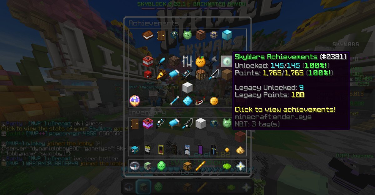 oJakeyyy's tweet image. MAX HYPIXEL ACHIEVEMENTS!!! Multiple years of grinding to reach this moment, actually surreal. Thank you to everyone who showed up to the party/stream/any part in the journey 🥳🥳