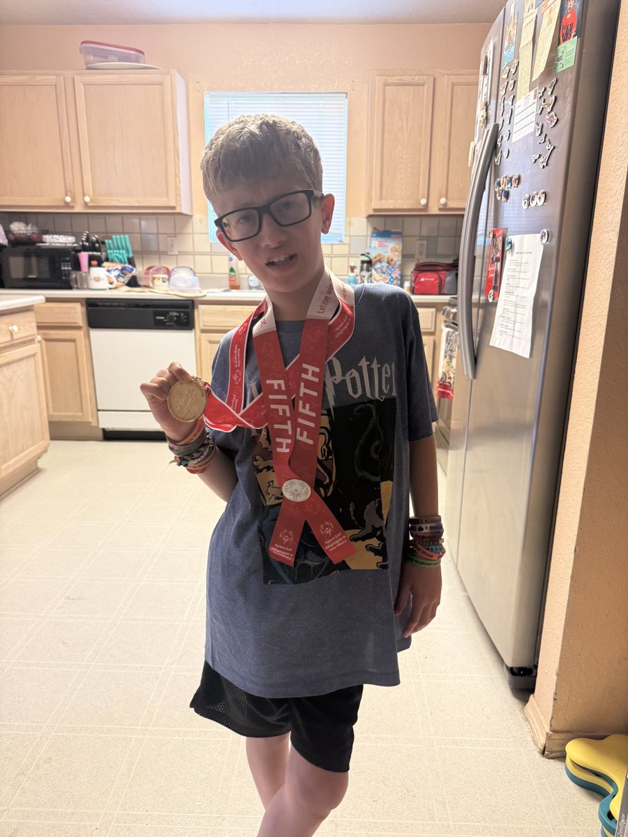Congratulations to my not so baby boy! He won 🥇 gold in the 50 m run in the NM special Olympics state summer games! Fifth place in 100 m run. We are so very proud of him!