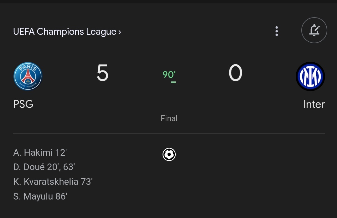 The first easiest champions league final ever in history of football...   inter you disappointed us.