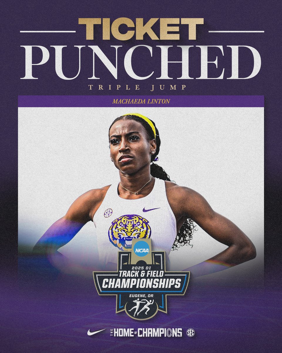 LSU Track & Field (@lsutrackfield) on Twitter photo A PR and a ๐๏ธ to Hayward Field!
Machaeda Linton (<a href="/TrulyKada/">Machaeda Linton</a>) reached an outdoor PR of 13.25 meters (43-5.74) on her second jump, which ranks No. 10 in LSU PL history.
#GeauxTigers x #TheHomeOfChampions A PR and a ๐๏ธ to Hayward Field!
Machaeda Linton (<a href="/TrulyKada/">Machaeda Linton</a>) reached an outdoor PR of 13.25 meters (43-5.74) on her second jump, which ranks No. 10 in LSU PL history.
#GeauxTigers x #TheHomeOfChampions