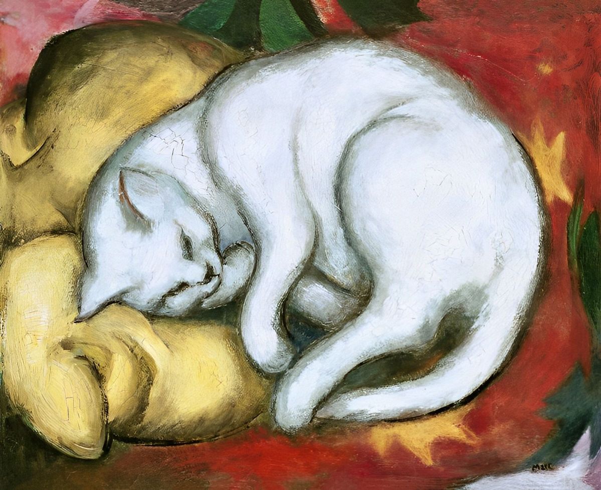 If animals could speak, the cat would have the rare grace of never saying a word too much.
― Mark Twain
🎨 Franz Marc, The White Cat, 1912
#Art #Painting #Caturday 🐈