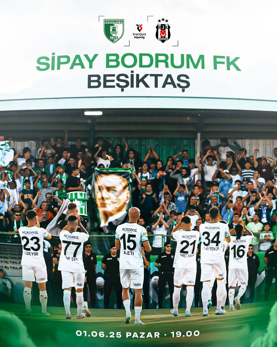 🏰 Bodrum'da maç günü. #BDRvBJK

🆚 Beşiktaş
📆 01.06.2025 | Pazar
🕖 19.00
🏟️ Grey Beton Bodrum Stadyumu
📺 beIN SPORTS 1