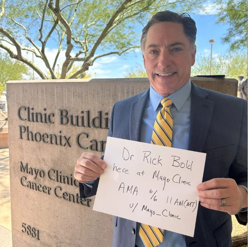 Mayo Clinic (@mayoclinic) on Twitter photo Join <a href="/DrRickBold/">Rick Bold</a>, surgical oncologist & site director for <a href="/MayoCancerCare/">Mayo Clinic Comprehensive Cancer Center</a> in AZ, on June 6 at 11 a.m., MT for a Reddit AMA where heāll answer your questions about our unique approach to #CancerCare, the future of #CancerResearch & more. Submit here: reddit.com/user/Mayo_Clin⦠Join <a href="/DrRickBold/">Rick Bold</a>, surgical oncologist & site director for <a href="/MayoCancerCare/">Mayo Clinic Comprehensive Cancer Center</a> in AZ, on June 6 at 11 a.m., MT for a Reddit AMA where heāll answer your questions about our unique approach to #CancerCare, the future of #CancerResearch & more. Submit here: reddit.com/user/Mayo_Clinā¦