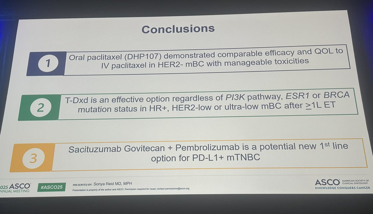 Excellent discussion by <a href="/Sonyareid07/">Sonya Reid, MD MPH</a> A perfect close to a great oral session 🤩

#ASCO25 #bcsm