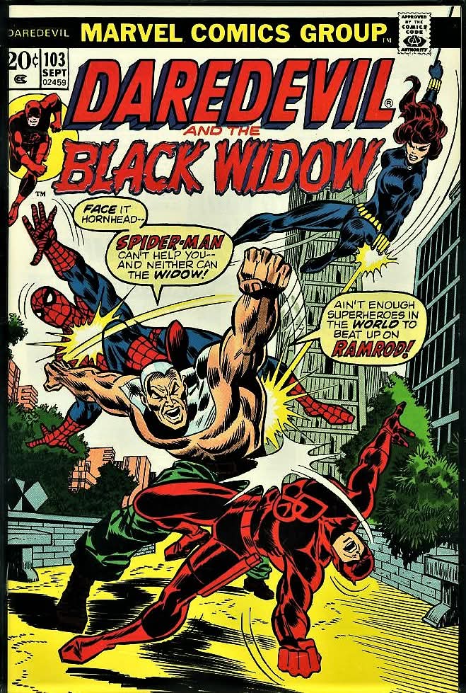 Classic Comic - Daredevil #103  (1973) - Spider-Man and Black Widow appear. Cover by John Romita and Don Heck