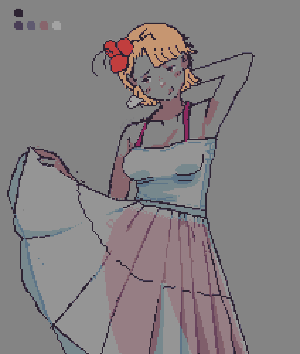 FunStuffDev's tweet photo. WIP
Trying to figure out how to render the transparency of the dress hehe
#pixelart #ドット絵 https://t.co/nttNxYe6GX