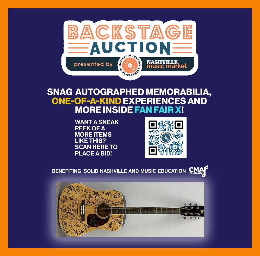 CMA Foundation (@cmafoundation) on Twitter photo Dreaming of exclusive artist merchandise and unique fan experiences? You won't want to mis this! Come hang with us this #CMAfest at the Backstage Auction presented by <a href="/SOLIDnashville/">SOLID Nashville</a>! 🤩Stop by Fan Fair X to pick out your favorite one-of-a-kind pieces and support music education! Dreaming of exclusive artist merchandise and unique fan experiences? You won't want to mis this! Come hang with us this #CMAfest at the Backstage Auction presented by <a href="/SOLIDnashville/">SOLID Nashville</a>! 🤩Stop by Fan Fair X to pick out your favorite one-of-a-kind pieces and support music education!