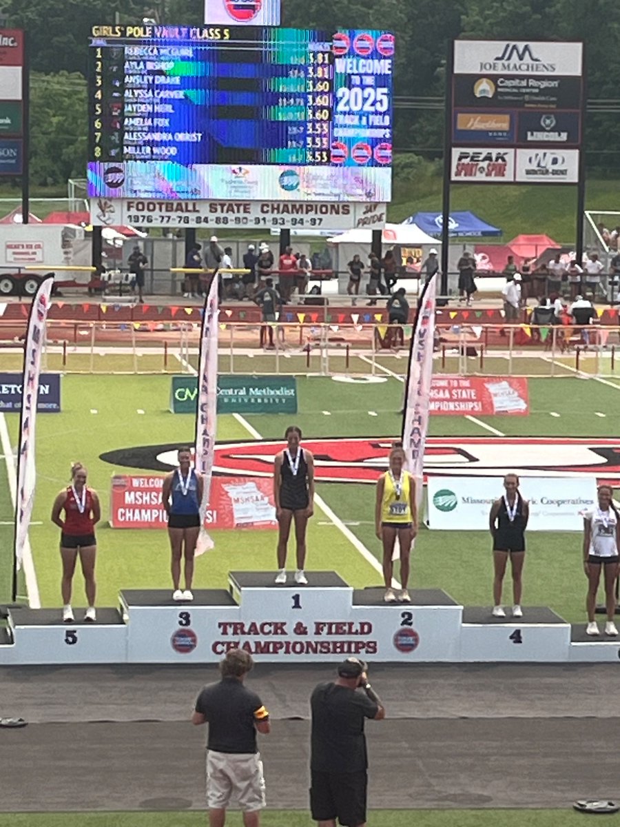 FHNtrack's tweet image. Becca McGuire is a State Champion in pole vault!!! Congrats Becca!