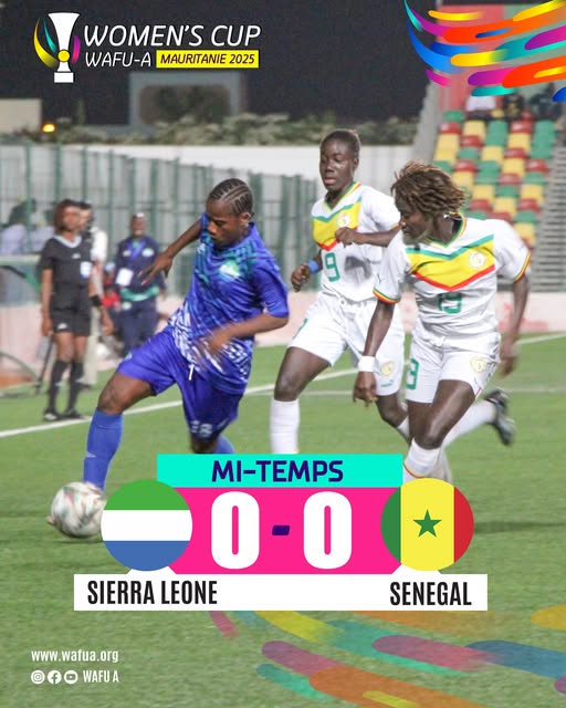 samuraesto's tweet photo. The first half of the West Africa Football Union Women’s Cup ended goalless between Sierra Leone and Senegal. The Senegalese enjoyed the majority of the ball possession and created a couple of chances.
It’s half-time at the Cheikha Boïdiya Stadium in Nouakchott
SL 0- 0 Senegal https://t.co/Yxy5yUuEmo