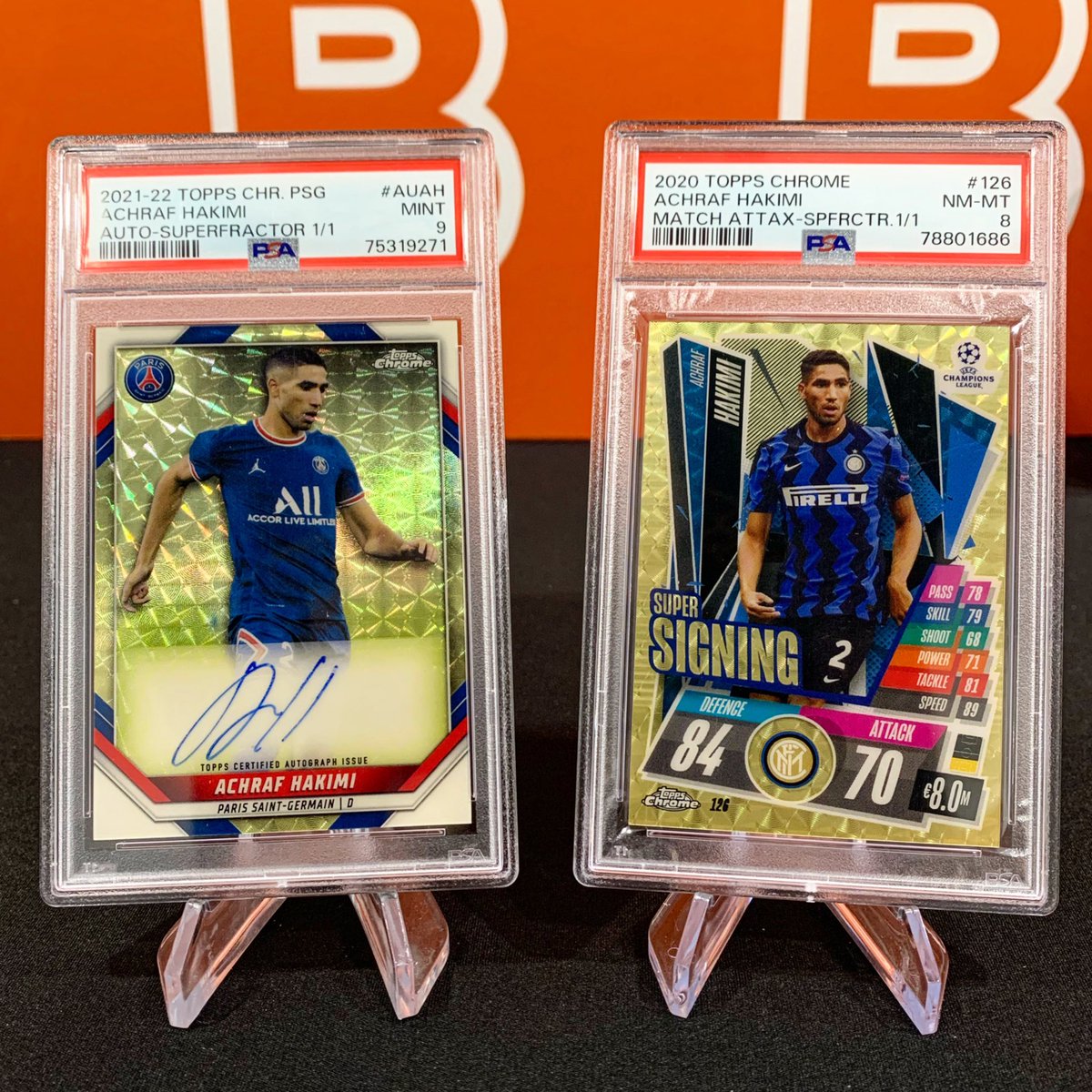 BREAKfast_cards's tweet photo. From Inter to PSG. Best RB in the world right now 🏆 What an underdog story!

@topps @psacard #superfractor #achrafhakimi #hakimi #psg #thehobby #soccercards #ucl #equipedemaroc #morocco #parissaintgermain #uefa https://t.co/WkgMVLjF50