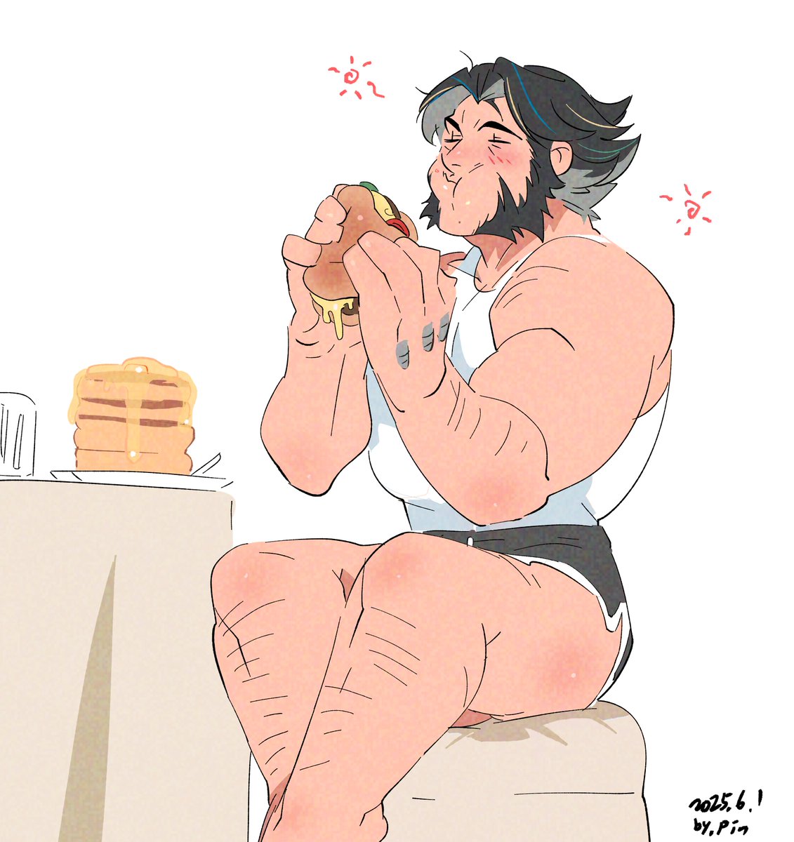 pinte_doodle's tweet image. ??:아 누가 아침부터 햄버거 먹음?