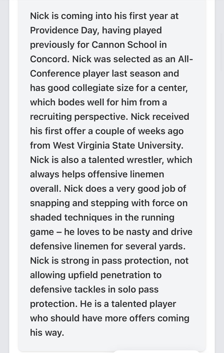 Thanks <a href="/pepman704/">Matt Morrow</a> for the evaluation, big thing to come this season!! <a href="/Coach_Hill71/">Jalen Hill</a> <a href="/PDS_ChargersFB/">Providence Day Football</a> <a href="/ChadGrier_/">Chad Grier</a> <a href="/CoachCoiro/">Damon Coiro</a>