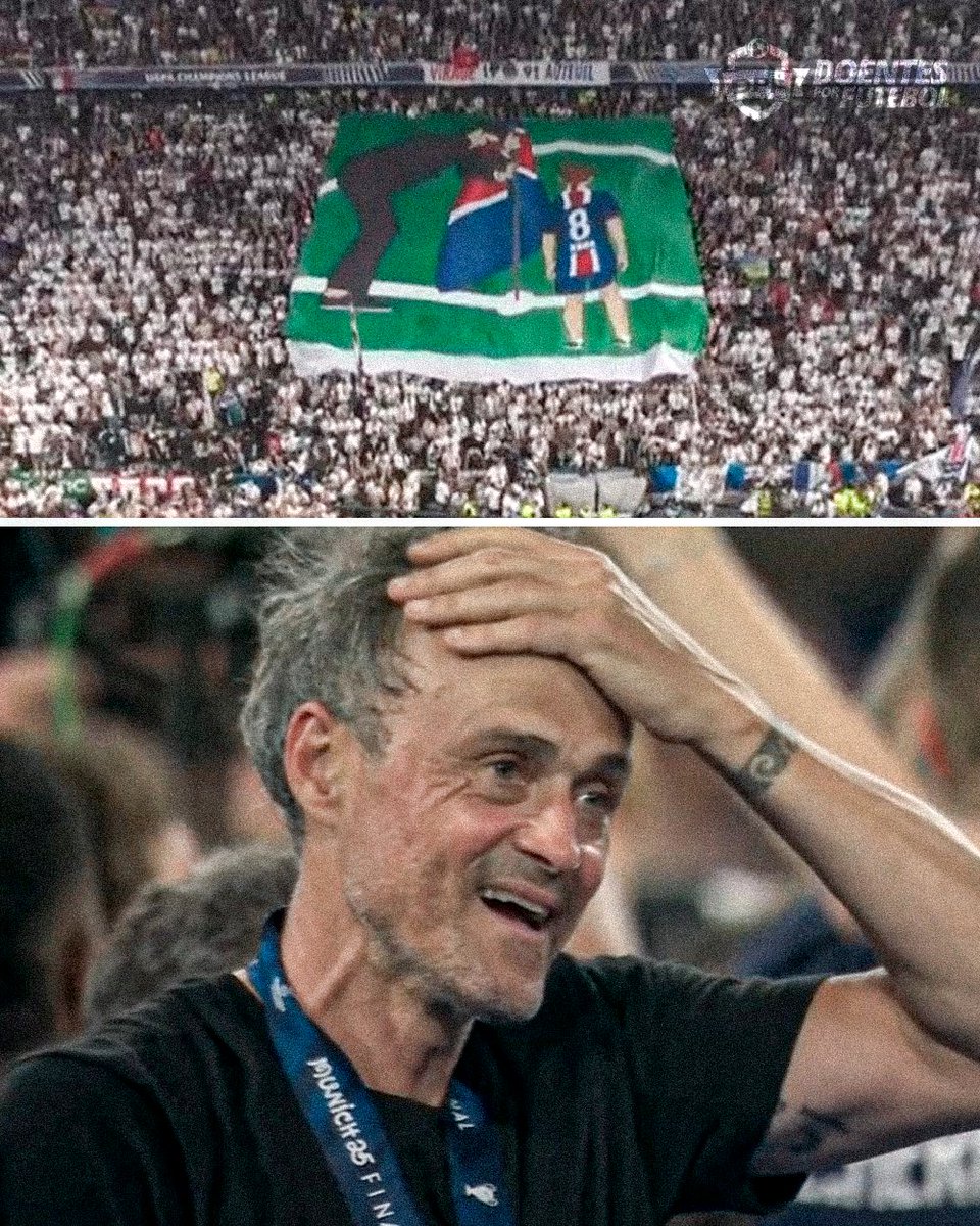 DoentesPFutebol's tweet photo. Torcedores prestaram homenagem à Xana, filha de Luis Enrique, que faleceu em 2019.

O treinador do PSG se emocionou. Ele está usando inclusive uma camisa em homenagem a ela. https://t.co/55NyftnQQw