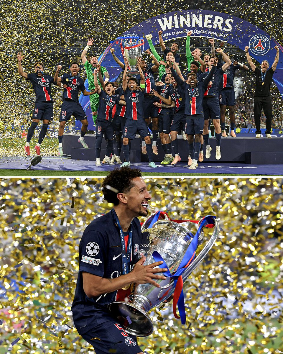 ESPNFC's tweet image. PSG finally lift the Champions League trophy 🏆