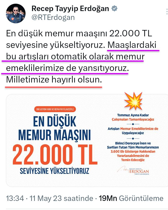 Vergiyle, zamla, enflasyonla alım gücünü eriten, milyonları açlık sınırının altına iten kararlarla sistematik bir şekilde #EmekliMemur lar ezildi.  Bu durumun sebebi İktidar.  Çözüm yerine sefaleti tercih ettiriyor. #MemurEmeklisineAdalet
<a href="/RTErdogan/">Recep Tayyip Erdoğan</a>
<a href="/dbdevletbahceli/">Devlet Bahçeli</a>
<a href="/Akparti/">AK Parti</a>