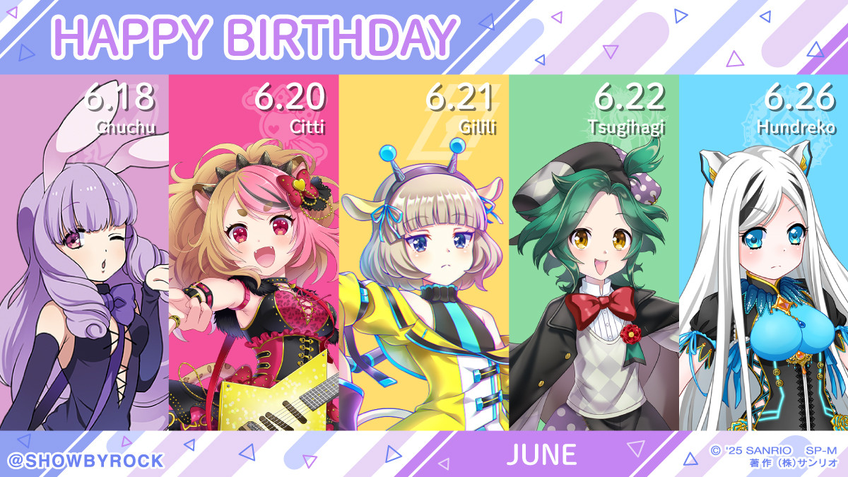 SHOWBYROCK's tweet image. 6月生まれのみんなあつまれ〜♪Rock!!でハッピッピのピ〜!なお誕生日を過ごしてね♡ですぞ(●´ω`●)オタオメイヤホイ☆Charaforioでもお誕生日お祝いイラストお待ちしておりますぞ♪
charaforio.com/ja/ip/showbyro… #SB69