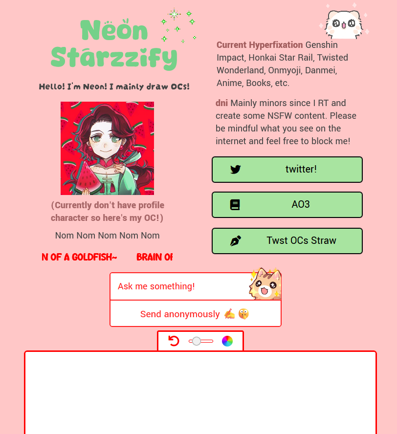Neon_Starrzzify's tweet photo. Hello! I made a personal strawpage as well as a Twisted Wonderland OCs straw page! Feel free to ask me any questions about my OCs on either page!  I have OCs for TWST, Genshin, HSR and Onmyoji! 
Neon: https://t.co/Ti2uZ6NL9f
TWST OCs: https://t.co/56gCPc3ZTk https://t.co/d0E1Ur0Jjd