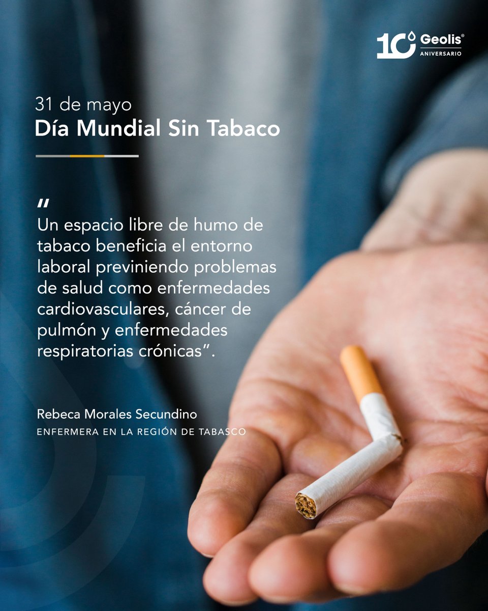 GeolisMx's tweet photo. Nos unimos a la lucha contra el tabaquismo en el Día Mundial Sin Tabaco.

¡Tu salud es nuestra prioridad!

#EspacioLibreDeTabaco #Geolis #DíaSinTabaco https://t.co/8tfIKzqYVV